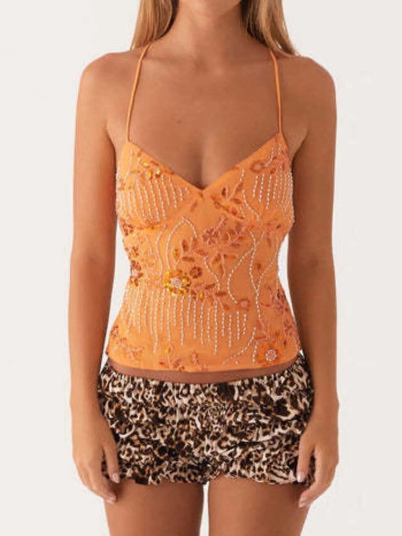 Crisscross Back V-Neck Cami - kinko