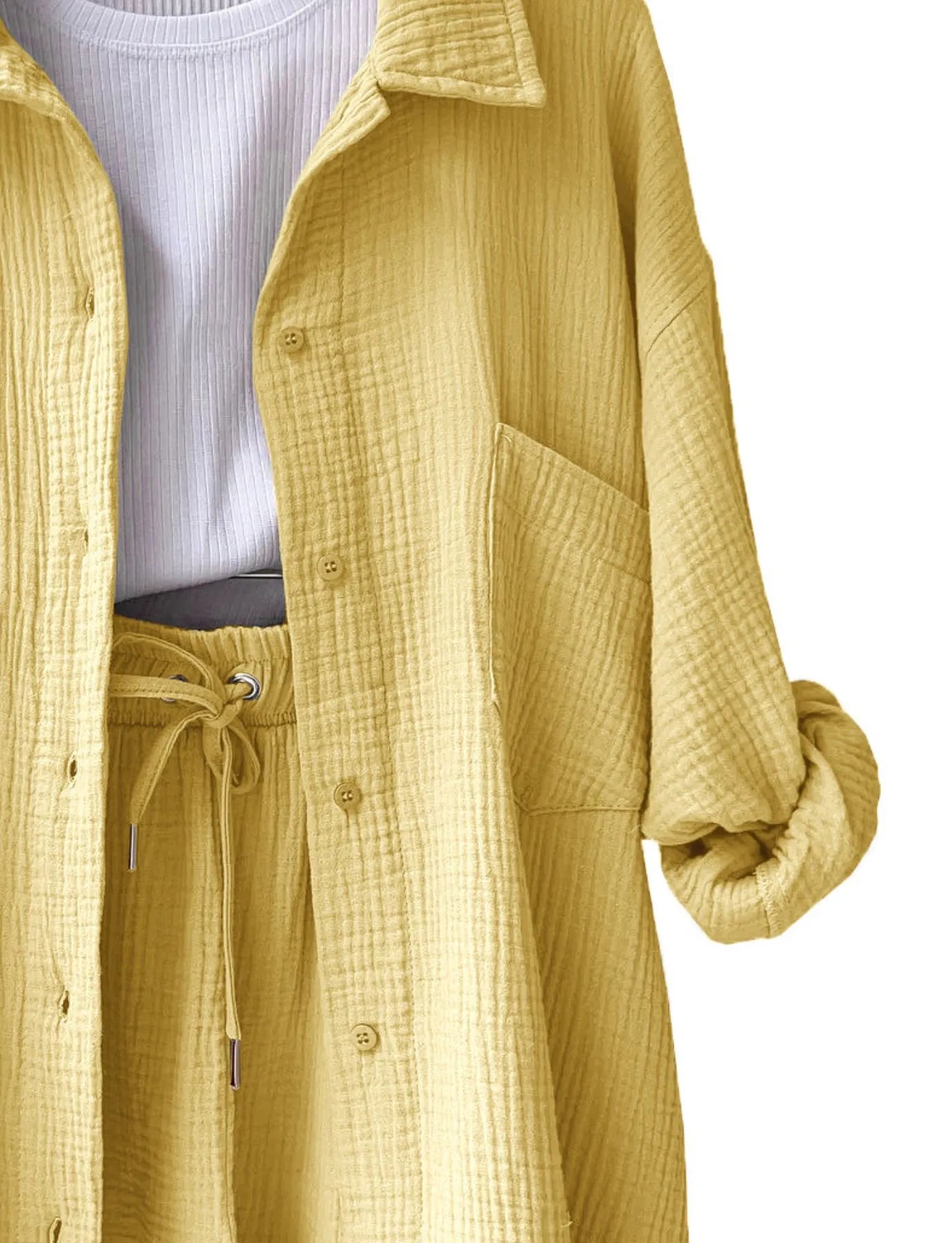 Button Up Shirt and Shorts Set - kinko