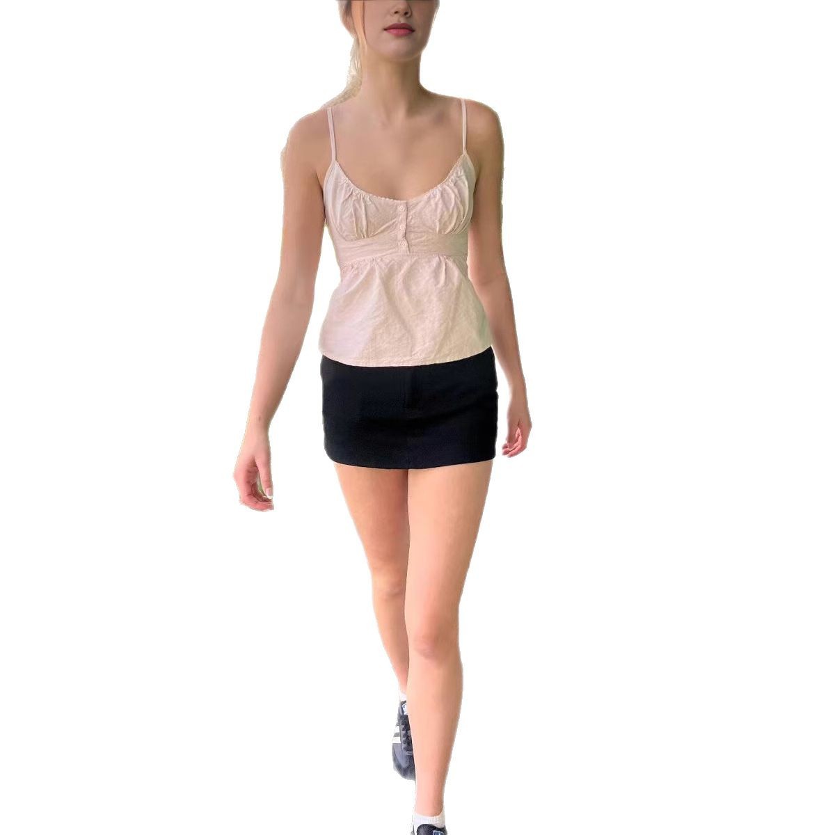 Vintage Rose Floral Multi-color Three-button Sling Top - kinko