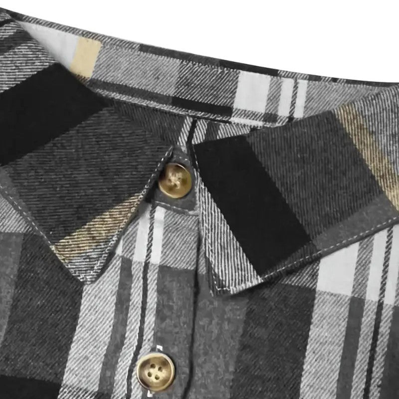 Women's Casual Plaid Long Sleeve Shirt - Button-Down Top With Chest Pocket, Classic Lapel Collar For Office & Weekend Wear - kinko
