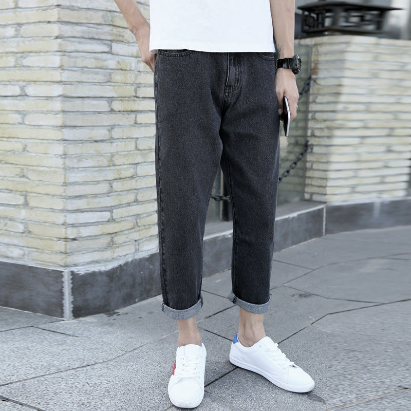Men's Loose Straight Fashion Brand High-end Spring And Autumn New Small Harem Jeans - kinko