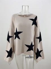Fall Winter Plus Size Five-pointed Star Sweater Fashion Geometric Pullover Loose OL Commuter Sweater Women