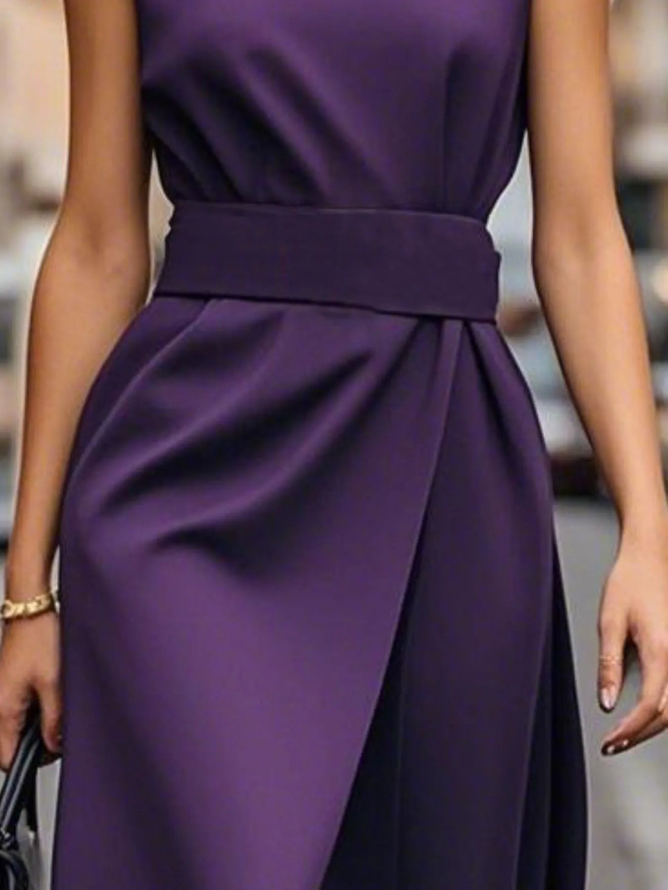 Round Neck Sleeveless Midi Sheath Dress - kinko