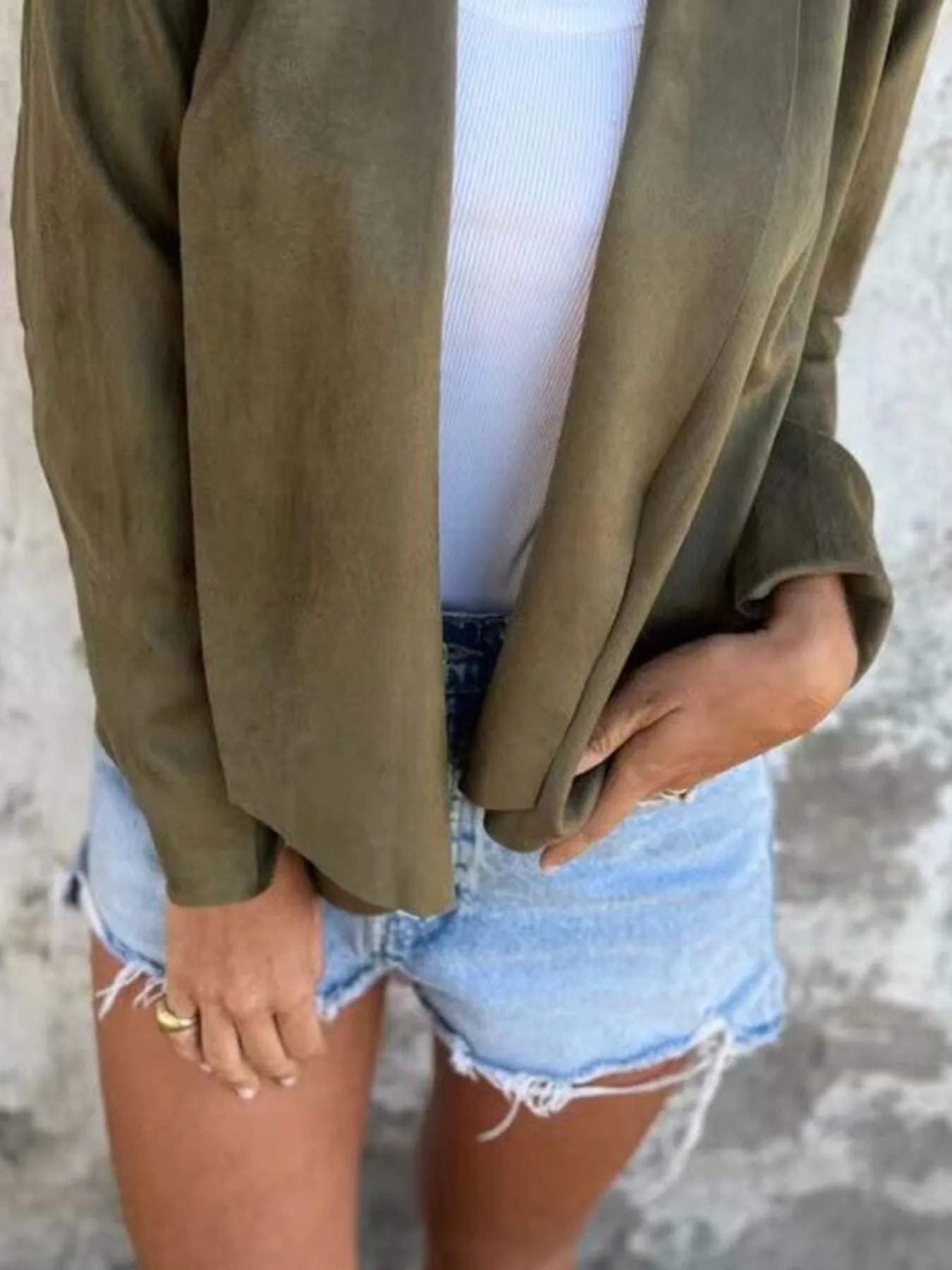 Full Size Open Front Casual Cardigan Plus Size - kinko