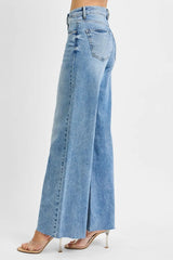 RISEN Full Size Tummy Control High Rise Ankle Palazzo Jeans Plus Size - kinko