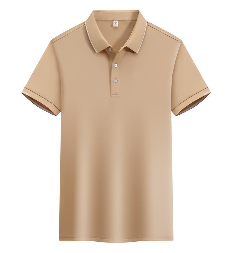 ICE Cotton Single Side Color Secondary Collar Lapel Short Sleeve Polo Shirt - kinko