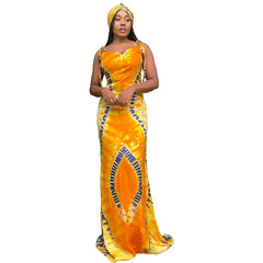 Women's Fashionable Printed Suspenders Slim Fit Long Dress Long Dress Scarf - kinko