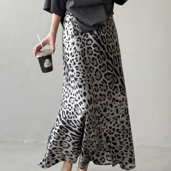 Leichter Luxus-High-Grade-Leoparden-Print-Split-Rock für Damen mit hoher Taille