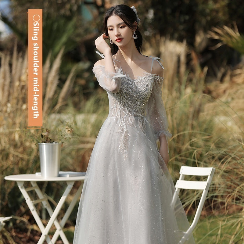 Dress Sisters Dress Female Gray Slim Fit Girlfriend Clothes - kinko