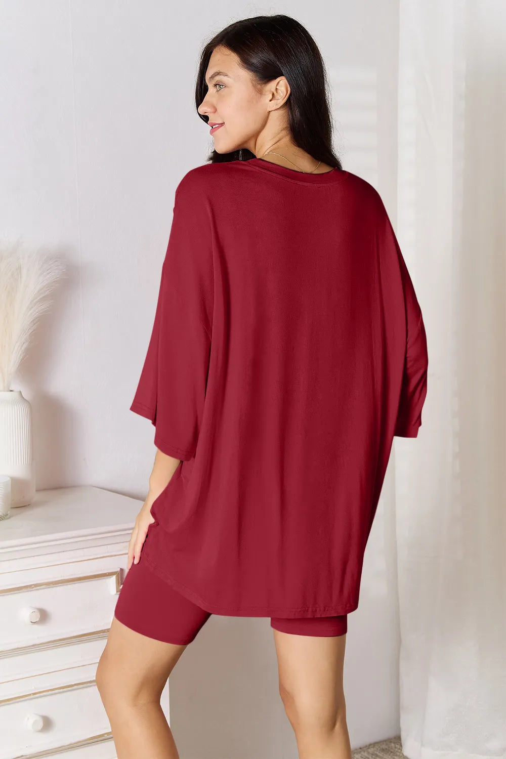 Basic Bae Full Size Soft Rayon Three-Quarter Sleeve Top and Shorts Set - kinko