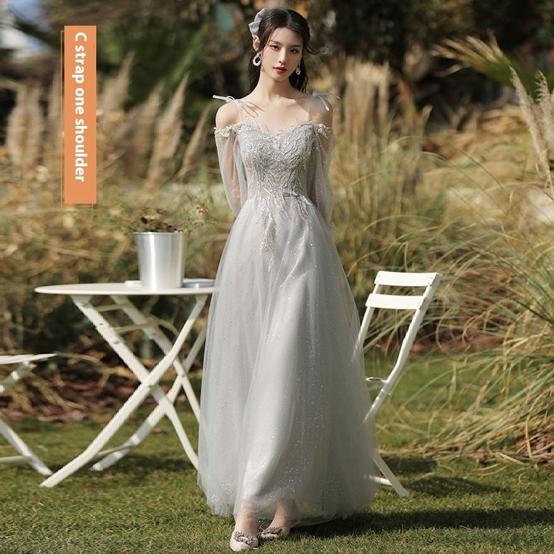 Dress Sisters Dress Female Gray Slim Fit Girlfriend Clothes - kinko