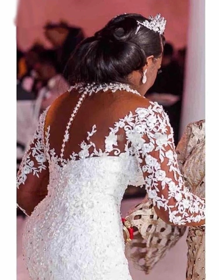 Long Sleeves Mermaid White Wedding Dress - kinko