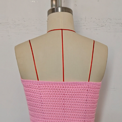 Fresh Crocheted Tube Top Knitted Dress Hollow Out Cutout Texture Dress Women Summer Slim Fit Hip Dress - kinko Global Holdings inc