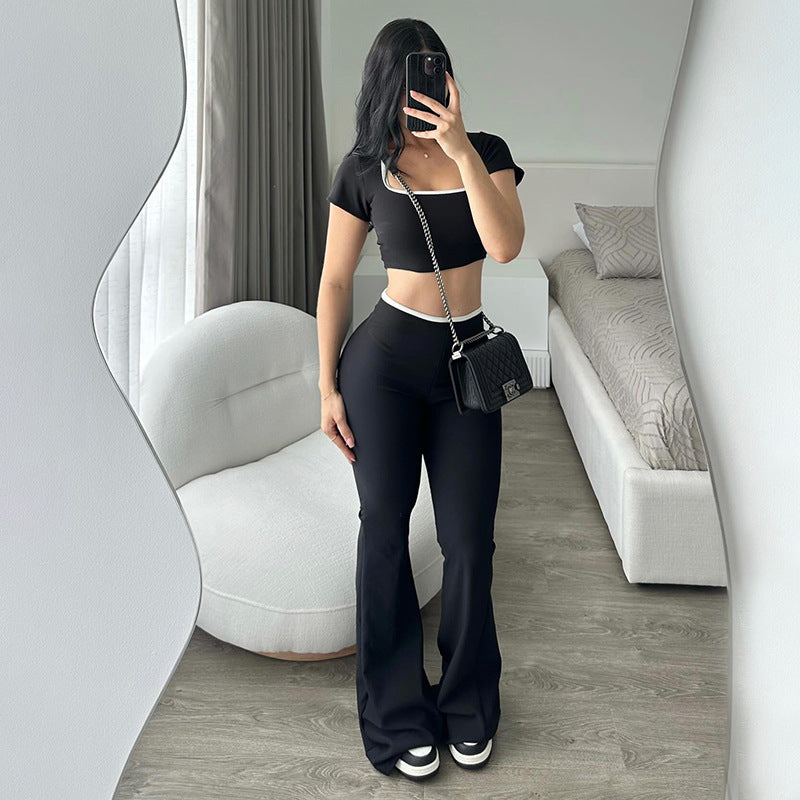 Comfortable Low Waist Elastic Navel Slightly Pull Slimming Suit - kinko