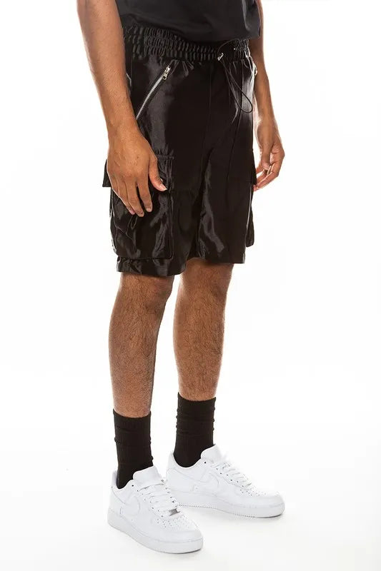 WEIV Men's Full Size Satin Street Cargo Shorts Plus Size - kinko