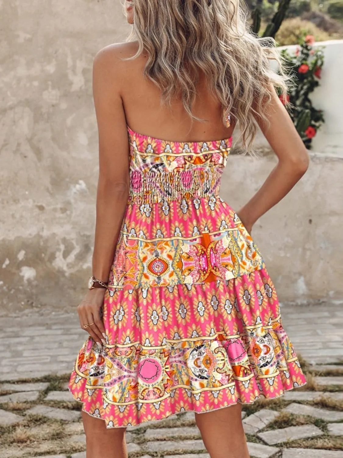 Paisley Print Halter Neck Mini Dress - kinko