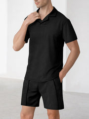 Men's Full Size Short Sleeve Top and Shorts Matching Set Plus Size - kinko