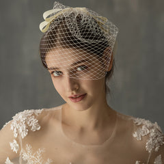 European And American White Mesh Bow Veil - kinko