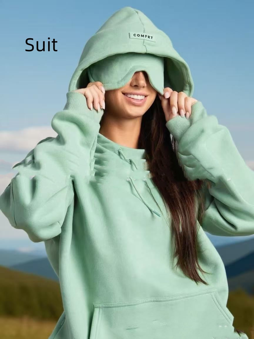Solid Color Pullover Long Sleeve Sweater Suit - kinko