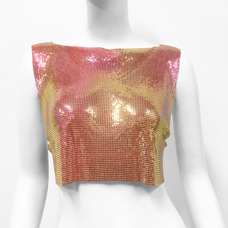 Women's Metal Sequins Top Sweet And Spicy Style Vest - kinko