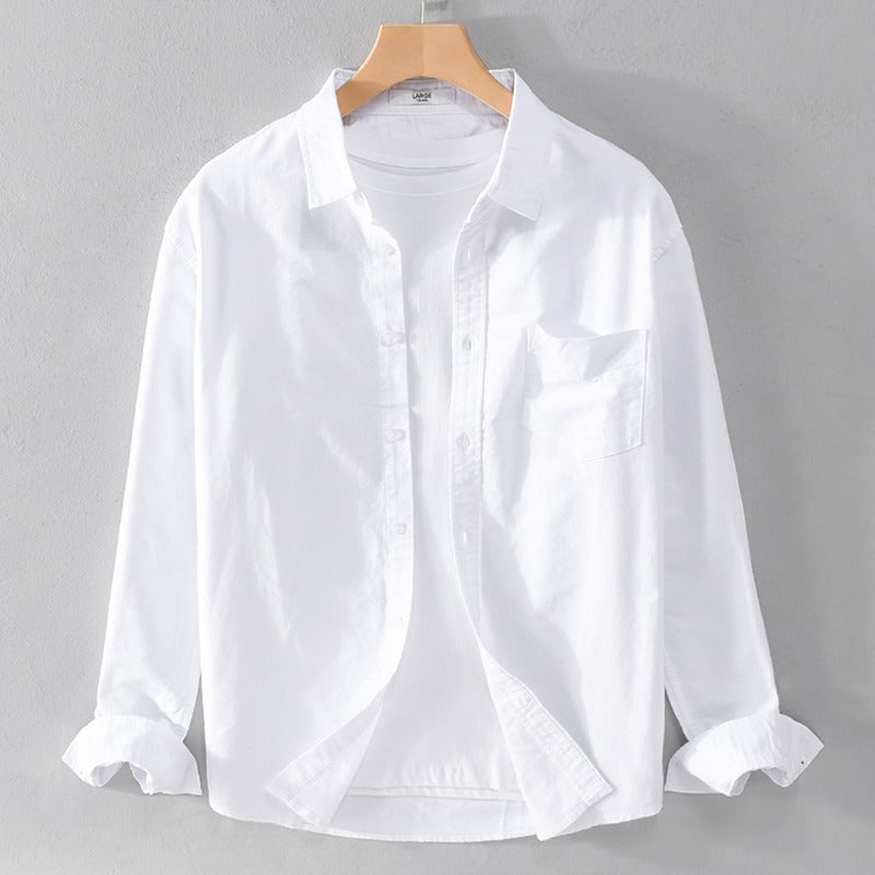 Solid Color Shirt Boys Coat Spring And Autumn Long Sleeve White Autumn Top - kinko