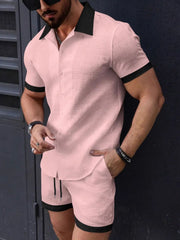 Men's Button Up Short Sleeve Shirt and Shorts Set - kinko