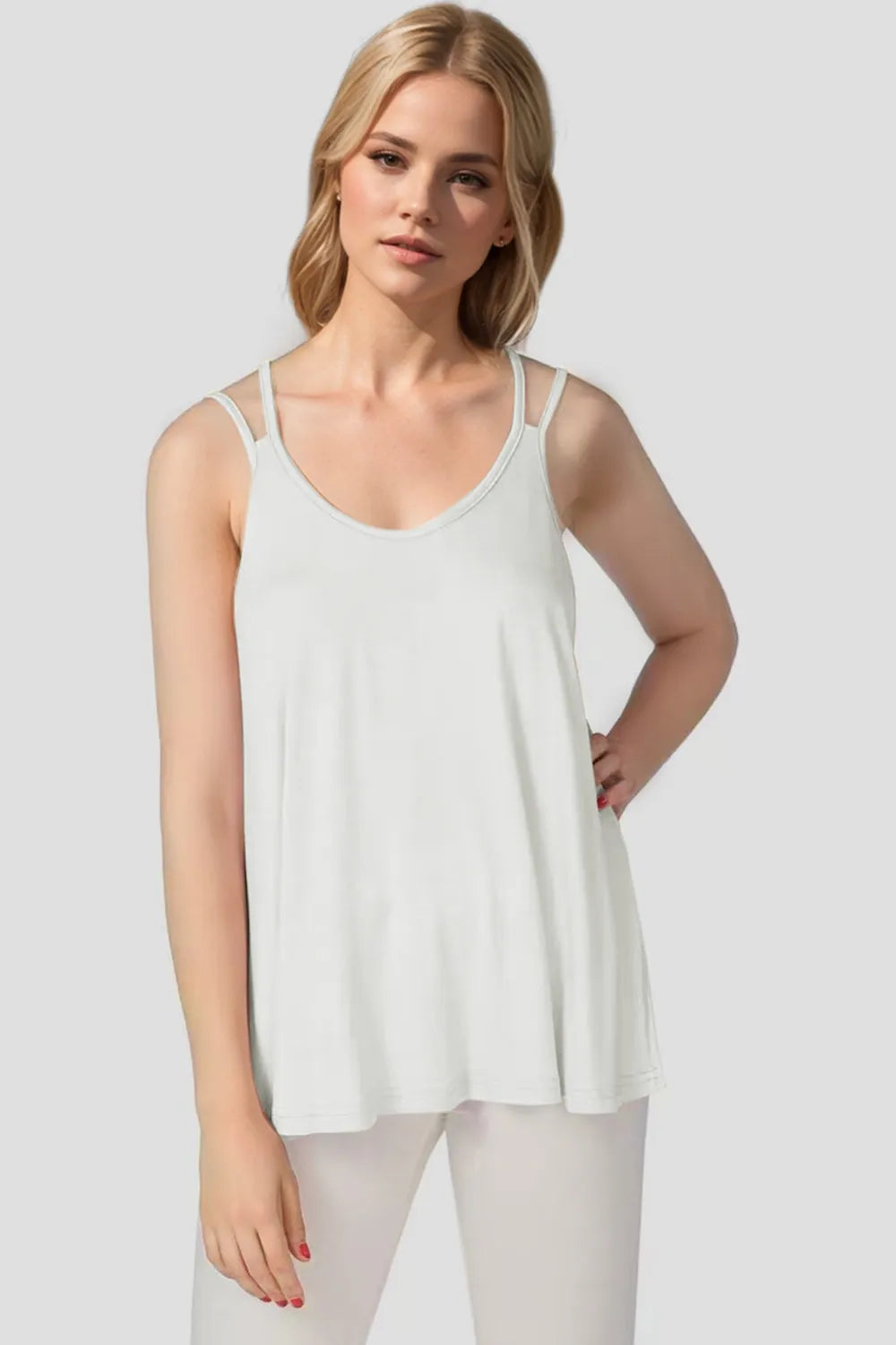 Basic Bae Bamboo Scoop Neck Double Spaghetti Straps Cami - kinko