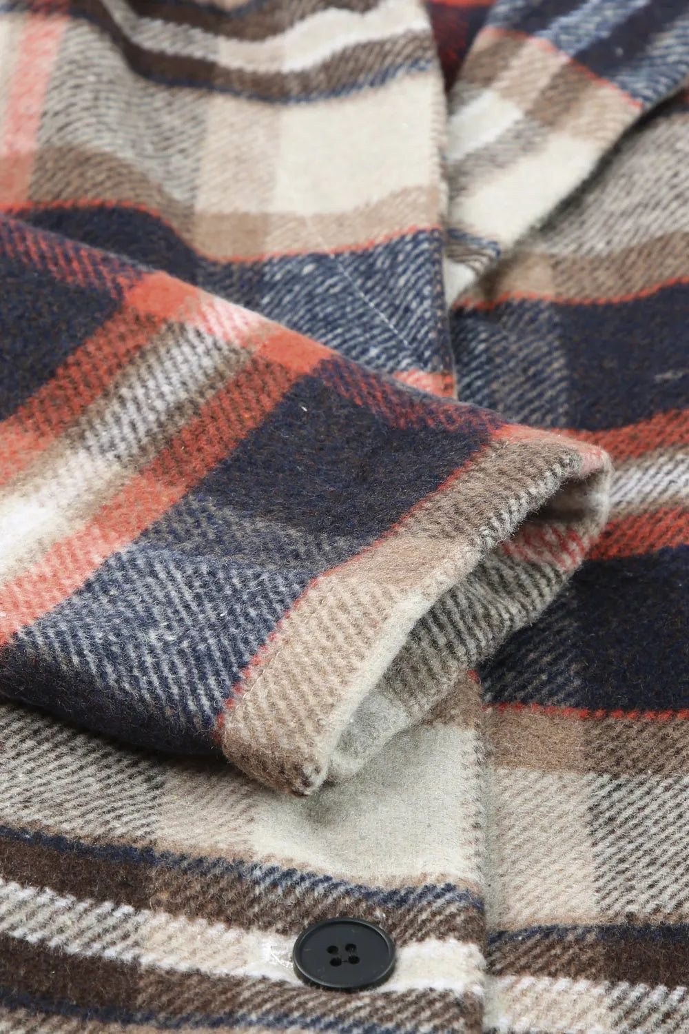 Plaid Longline Jacket with Pockets - kinko