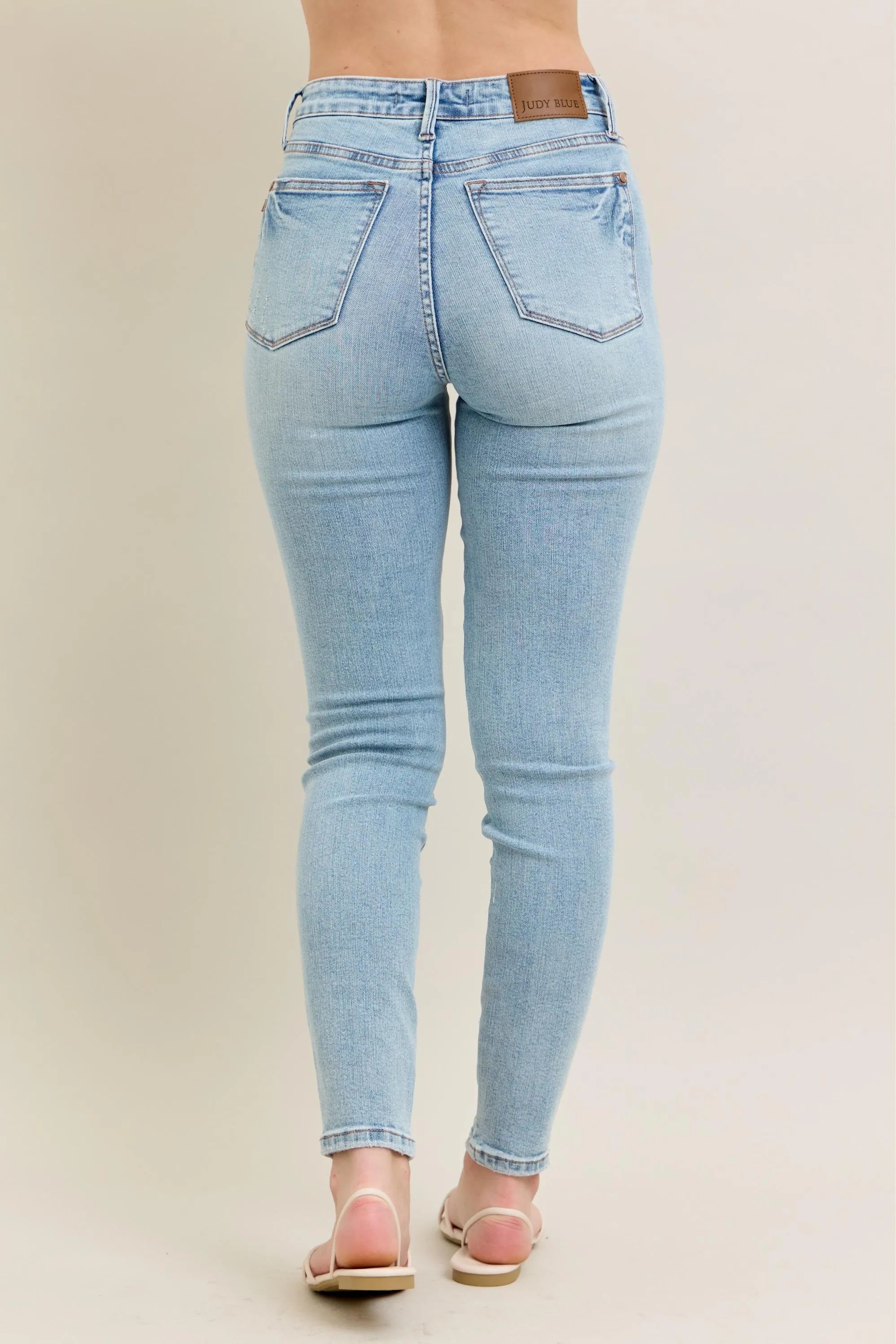 Judy Blue Full Size Mr Tummy Control Vintage Wash Skinny Jeans Plus Size - kinko