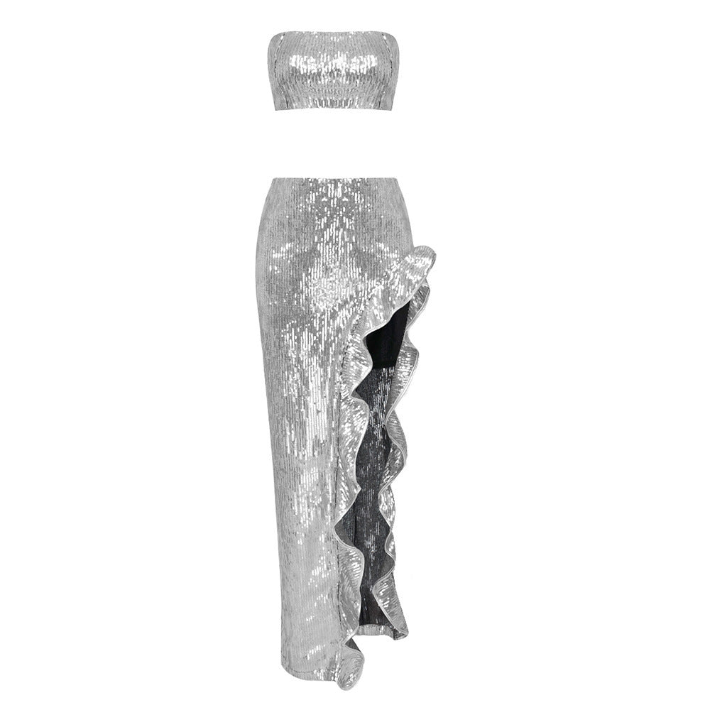 Women's Irregular High-end Sequin Skirt Set - kinko