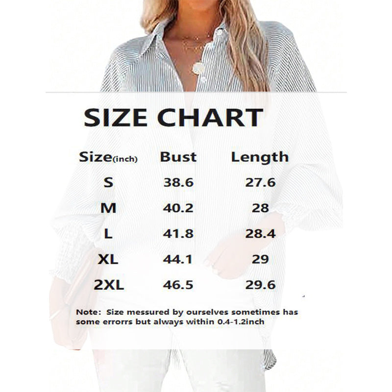 Women's Casual Striped Long Sleeve Shirt With Button-Down Collar & Knit Cuff Detail - Classic Spring&Fall Blouse - kinko