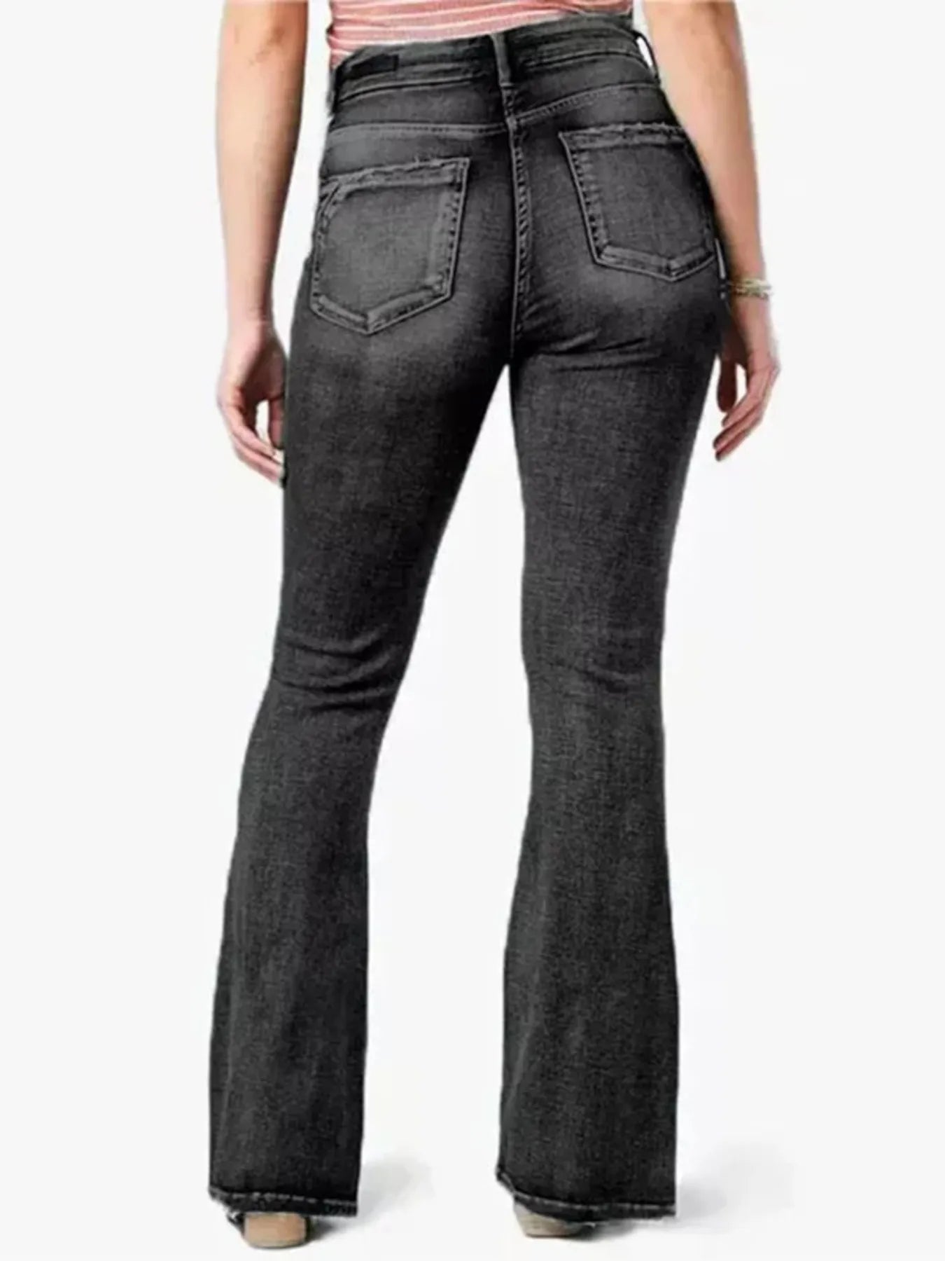 Full Size Vintage Wash Flare Jeans Plus Size - kinko
