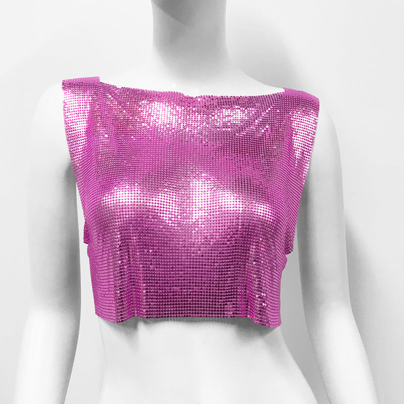 Women's Metal Sequins Top Sweet And Spicy Style Vest - kinko