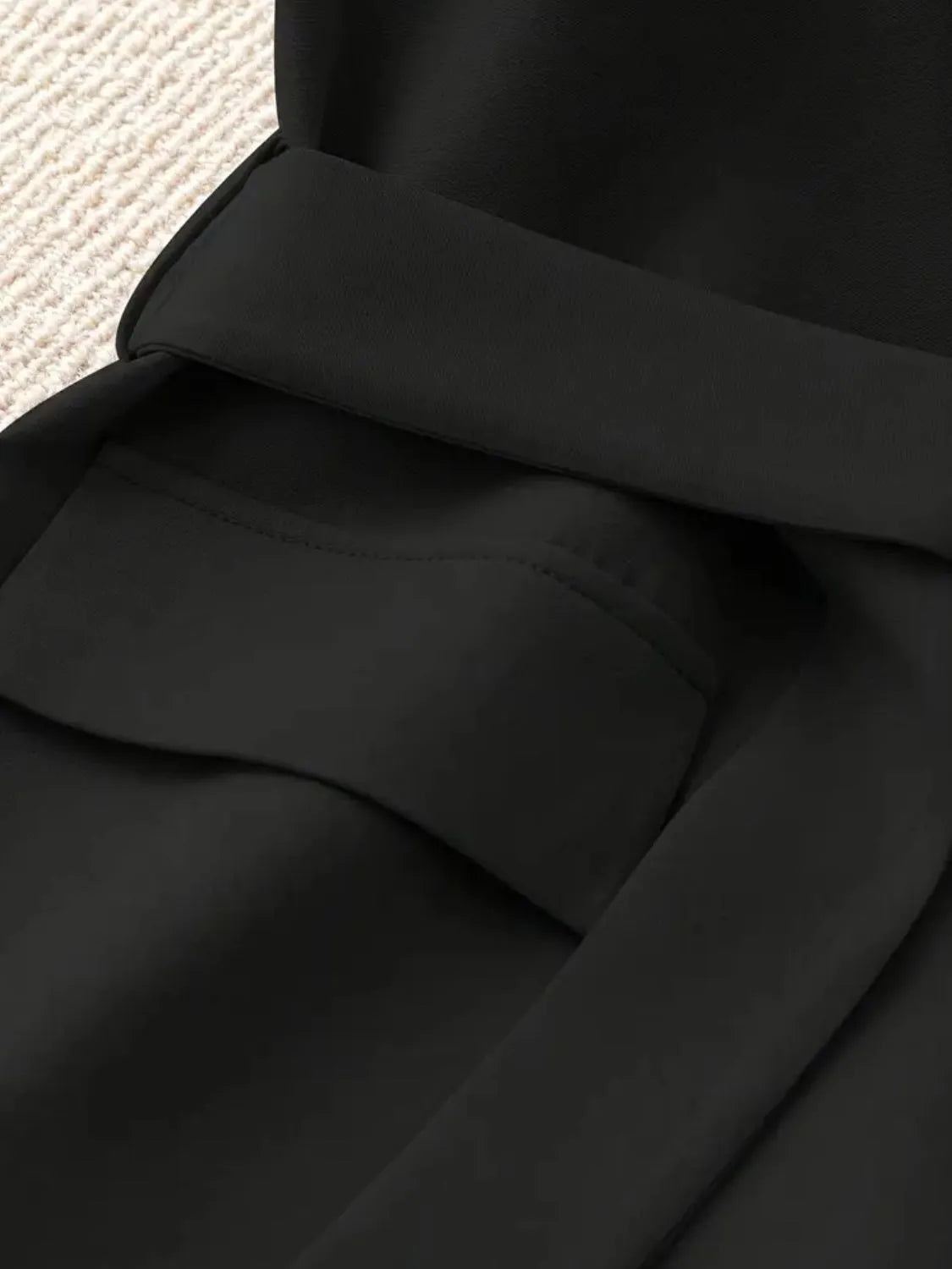 Tie Waist Lapel Collar Sleeveless Blazer - kinko
