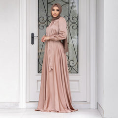 Fashion Large Hem Satin Dress - kinko