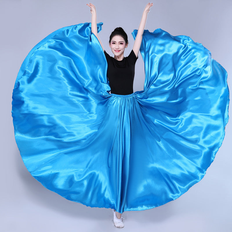 Simple Solid Color Performance Skirt With Large Swing - kinko