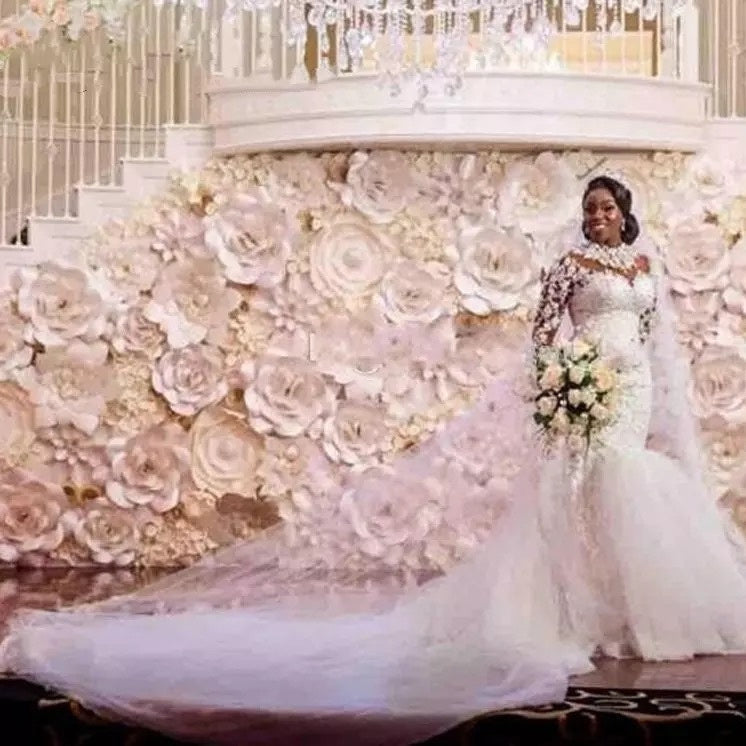 Long Sleeves Mermaid White Wedding Dress - kinko