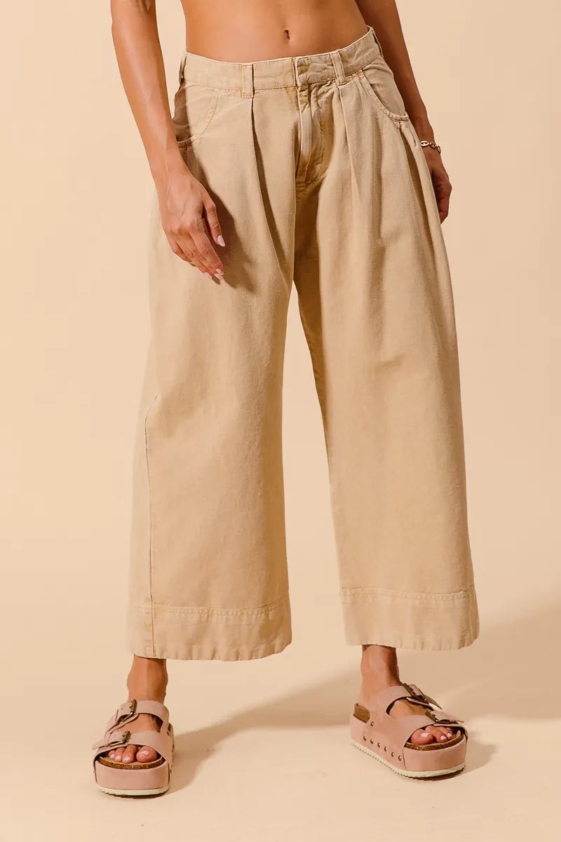 SO ME Mid Rise Wide Leg Chino Pants With Pockets - kinko