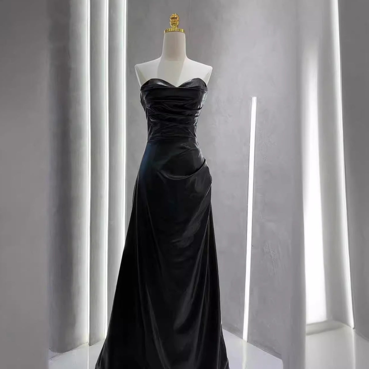 Off-the-shoulder Tube Top Leather Skirt Evening Gown - kinko