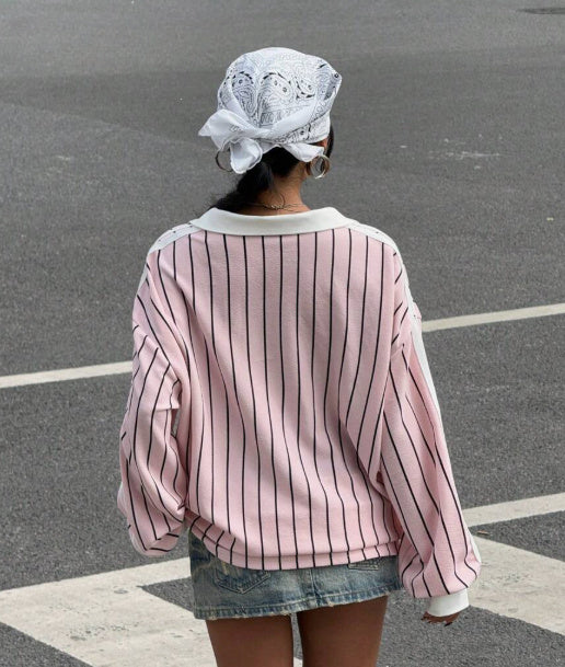 Women's Striped Letter & Numeral Print Active T-Shirt - kinko