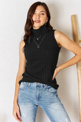 Basic Bae Full Size Ribbed Turtleneck Tank - kinko