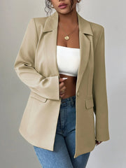 One Button Lapel Collar Blazer - kinko