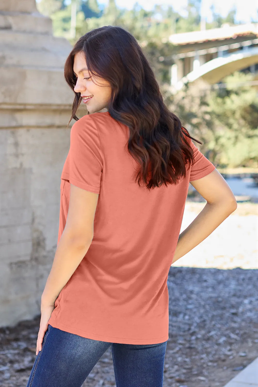 Basic Bae Bamboo Full Size V-Neck Short Sleeve T-Shirt - kinko