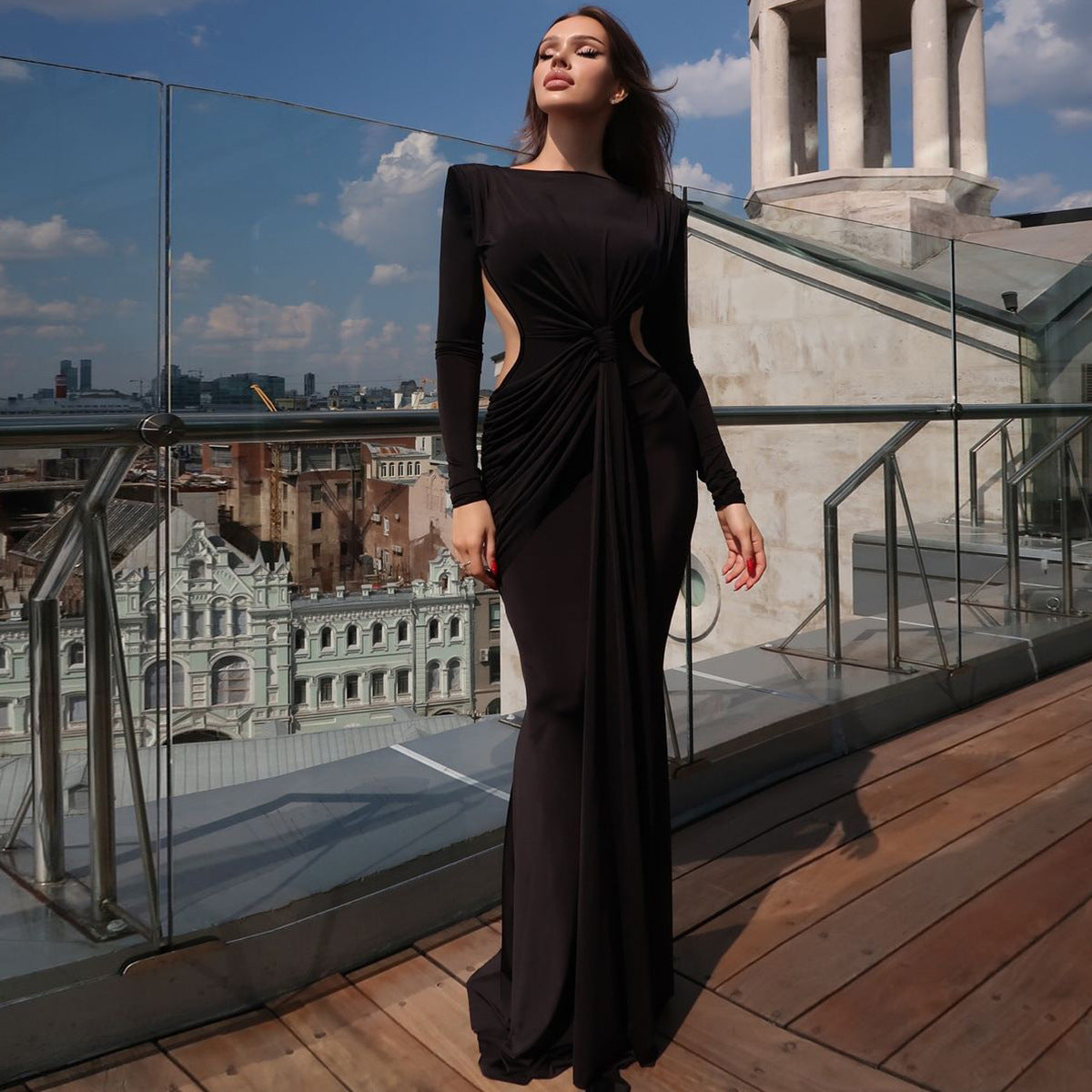 Women's Long Sleeve Slimming Dress - kinko