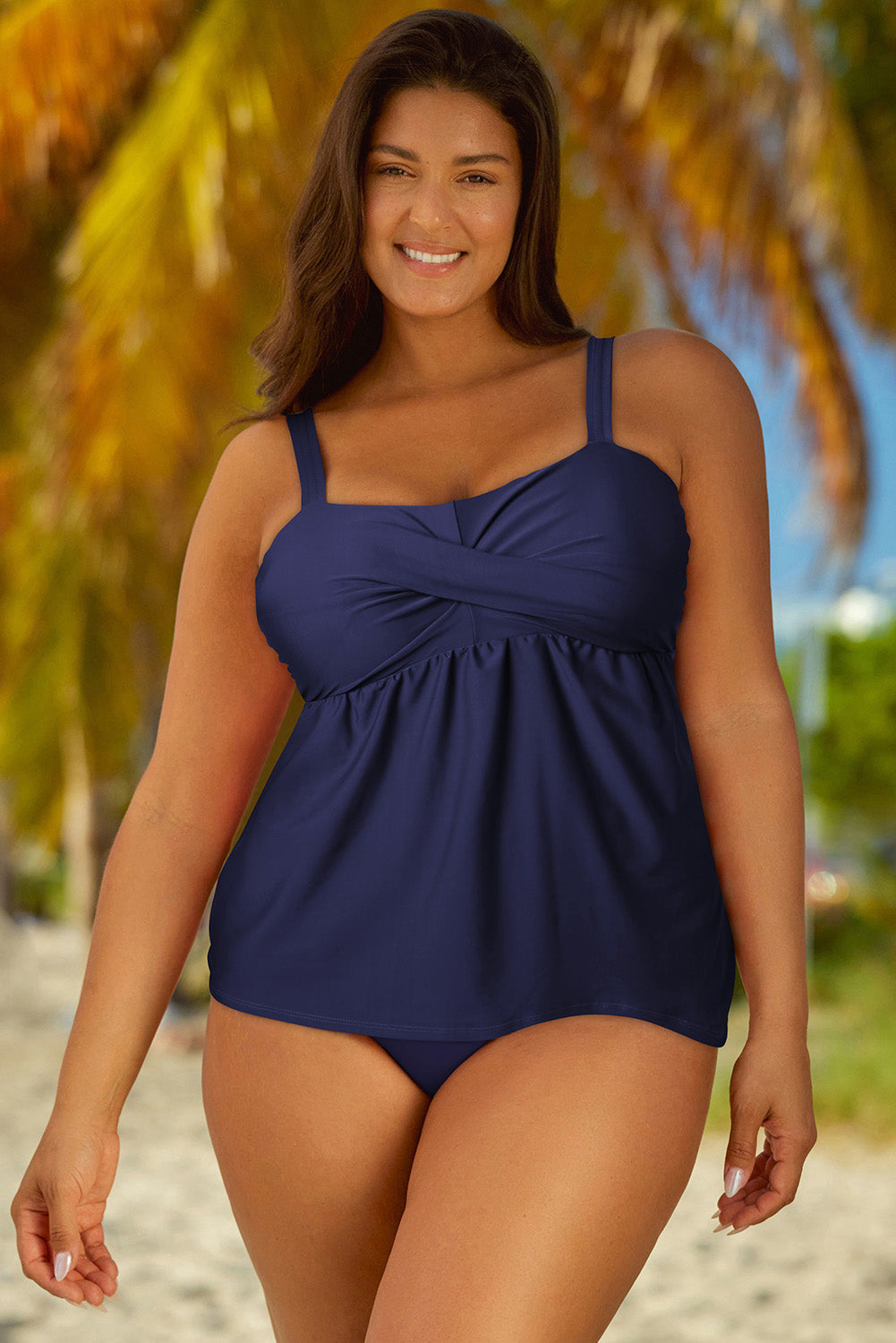 Full Size Adjustable Strap Tankini Set - kinko