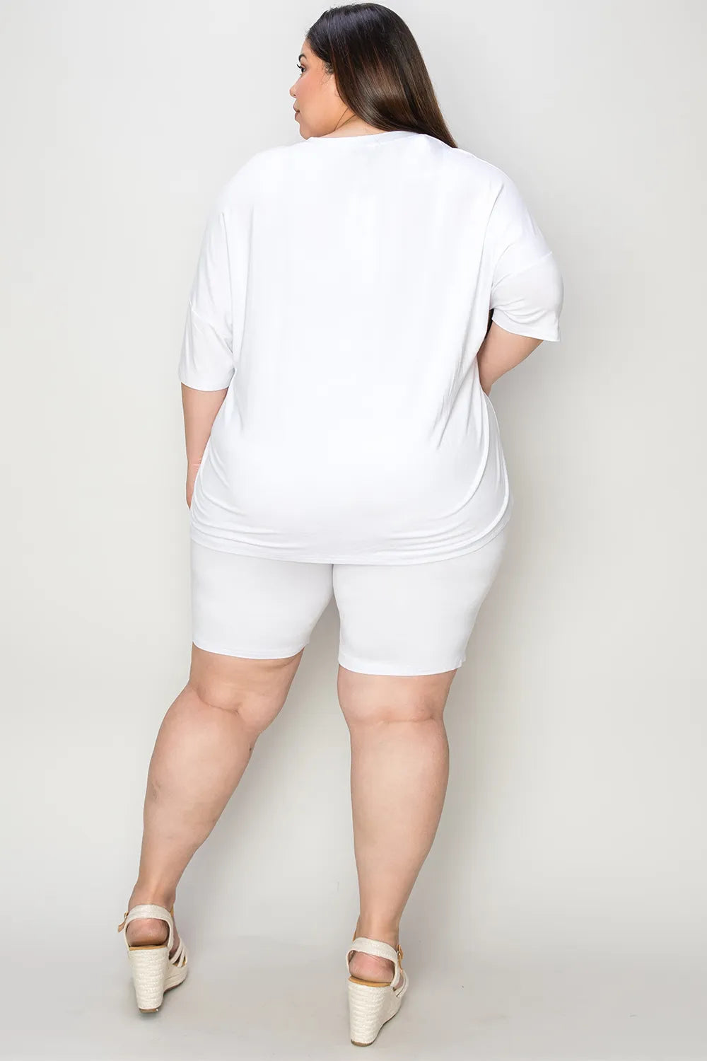 Basic Bae Bamboo Full Size V-Neck Drop Shoulder T-Shirt and Shorts Set - kinko
