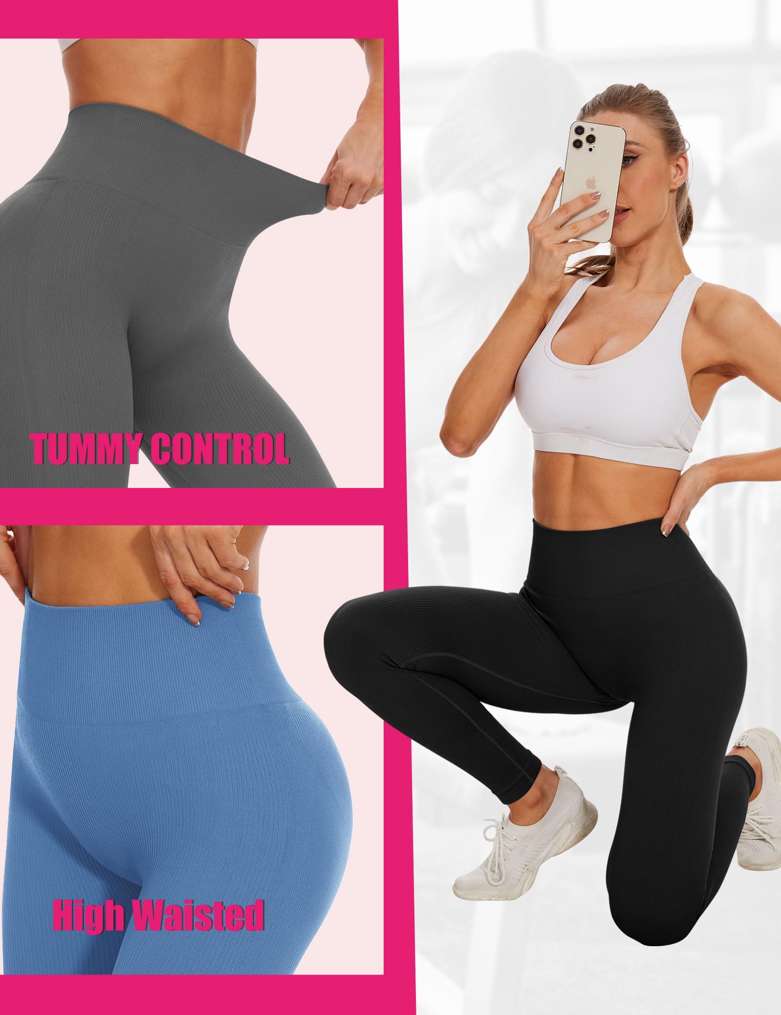 Leggings - Cropped High-waisted Seamless Solid Color Dark Gray - kinko