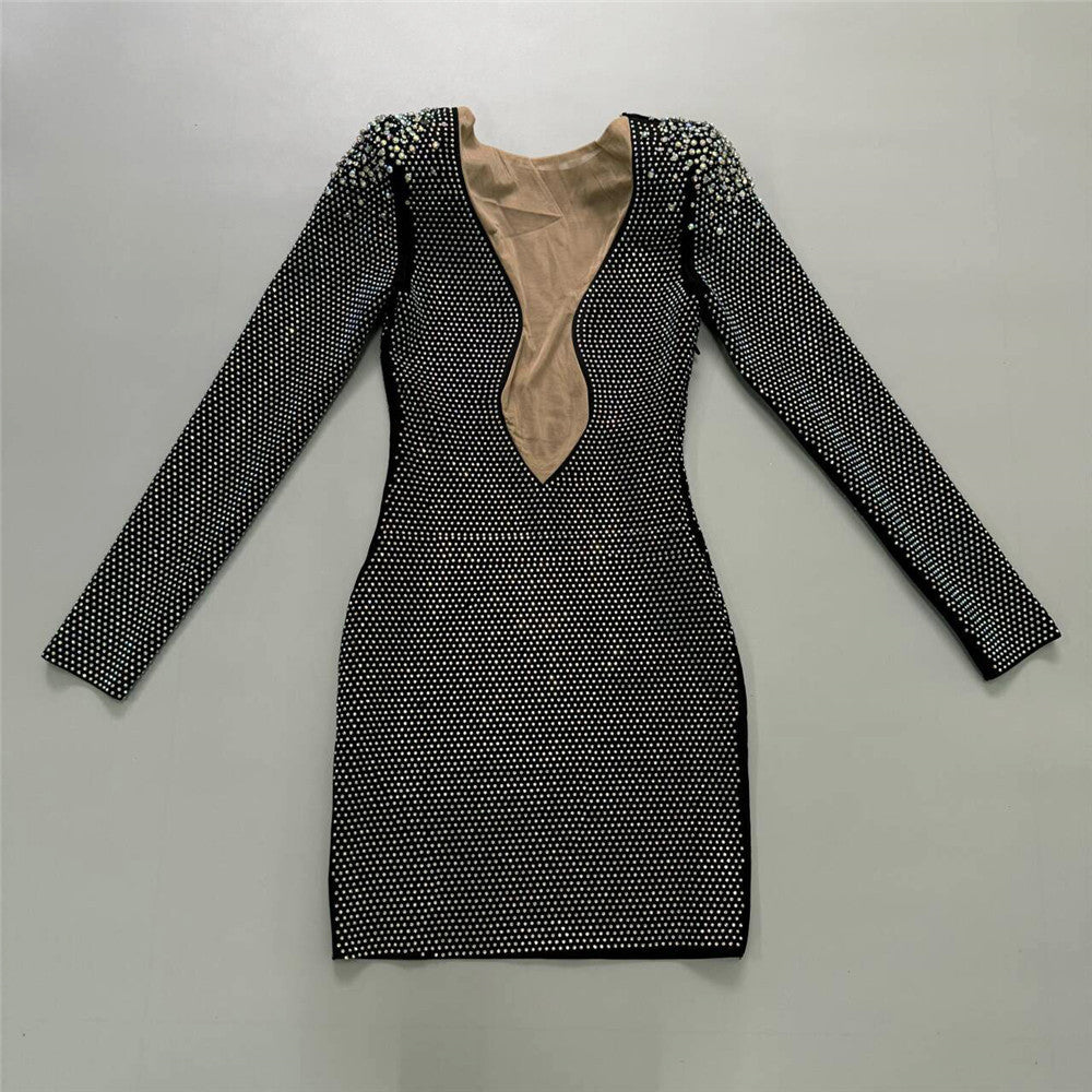Sexy Rhinestone Bandage One-piece Dress Cross Border Foreign Trade Sexy Tight - kinko