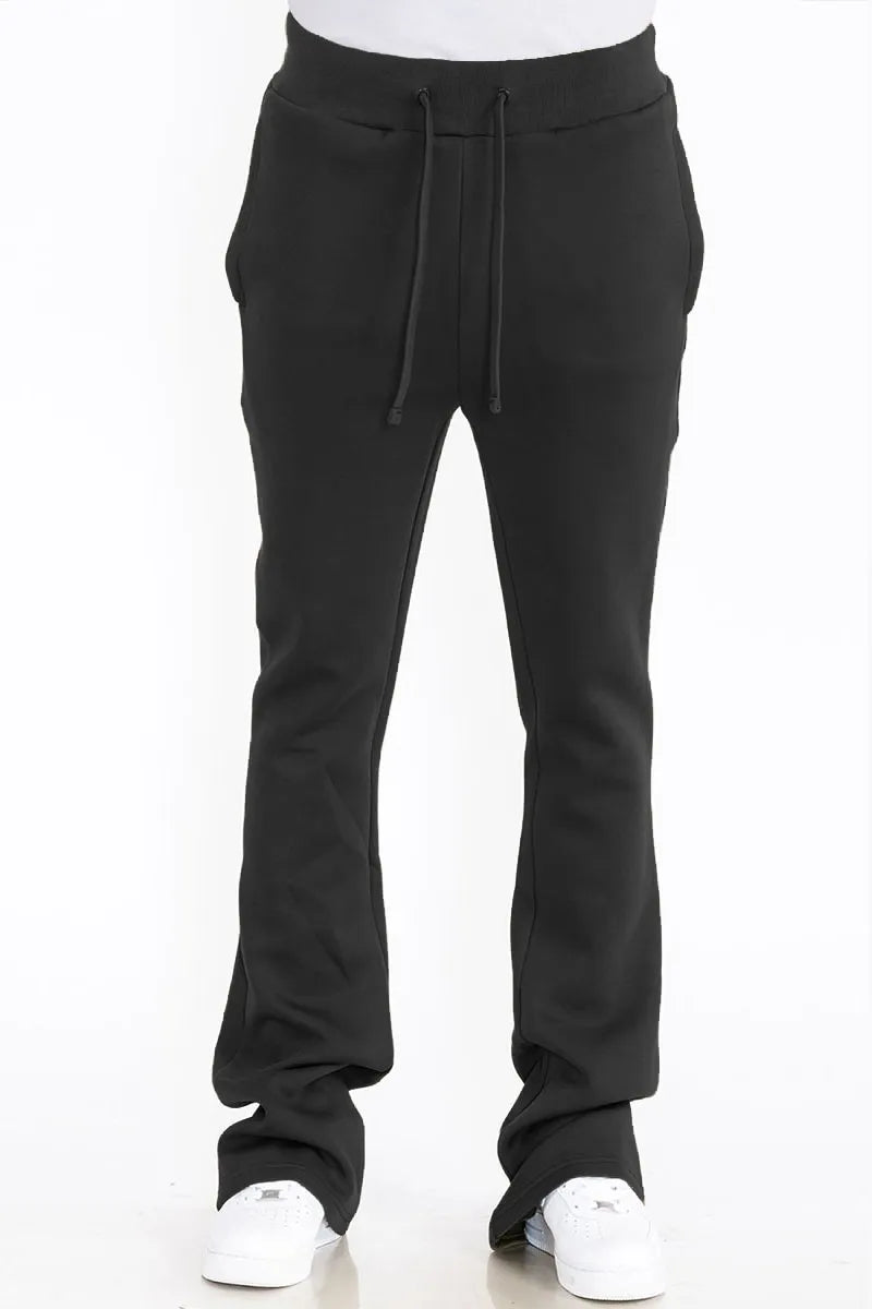 WEIV Men's Drawstring Fleece Flare Stacked Pants - kinko