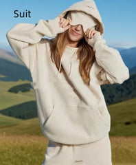 Solid Color Pullover Long Sleeve Sweater Suit - kinko